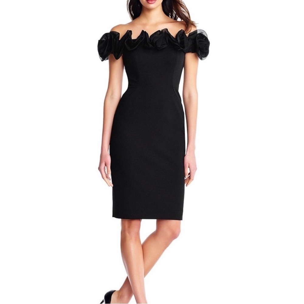 Black Ruffled Off-Shoulder Dress